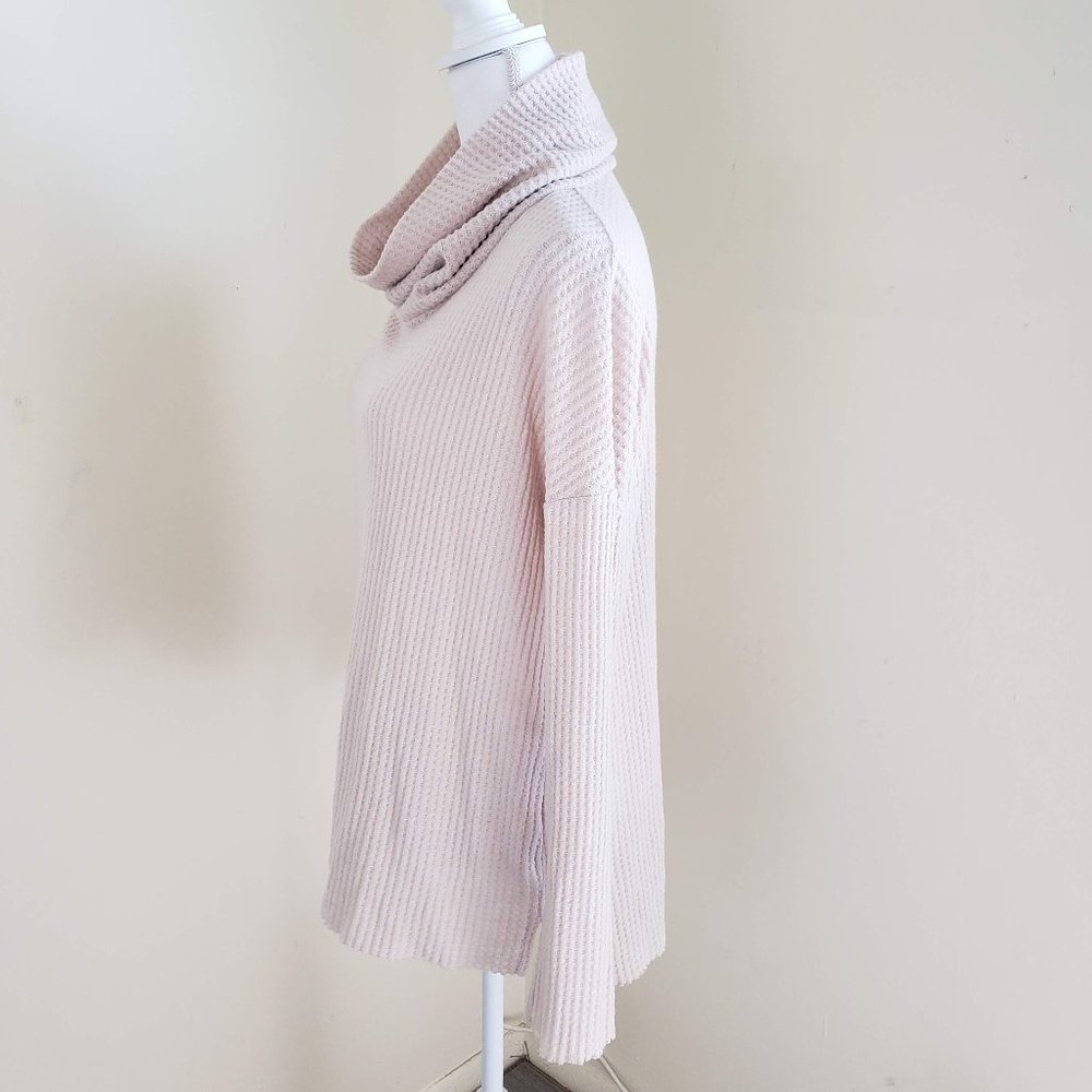 BP. Cowl Neck Waffle Knit Top Beige Size Medium - Picture 6 of 9